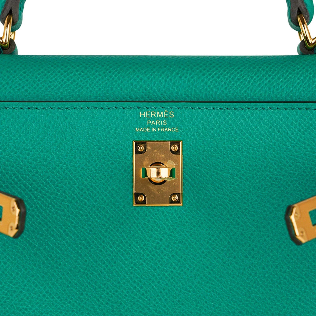 Kelly 25 Sellier Bag Jade Epsom Leather with Gold Hardware