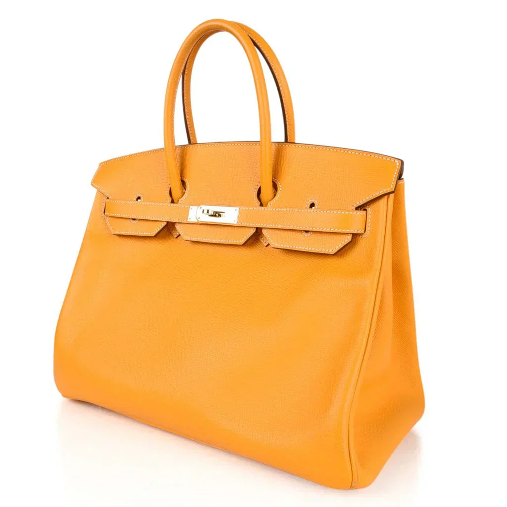 Birkin 35 Bag Yellow Jaune D’Or Candy Limited Edition Epsom Permabrass