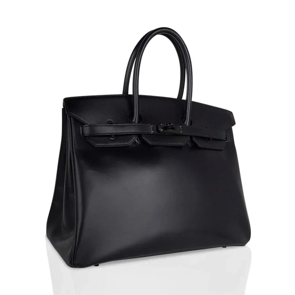 Birkin 35 Bag So Black Box Leather Limited Edition Very Rare