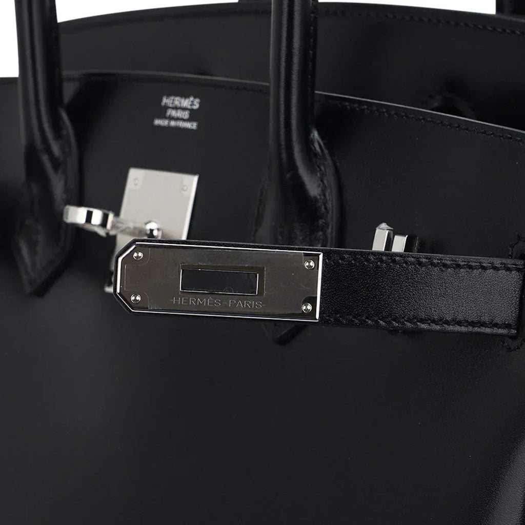 Birkin 30 Black Box Leather Bag Palladium Hardware