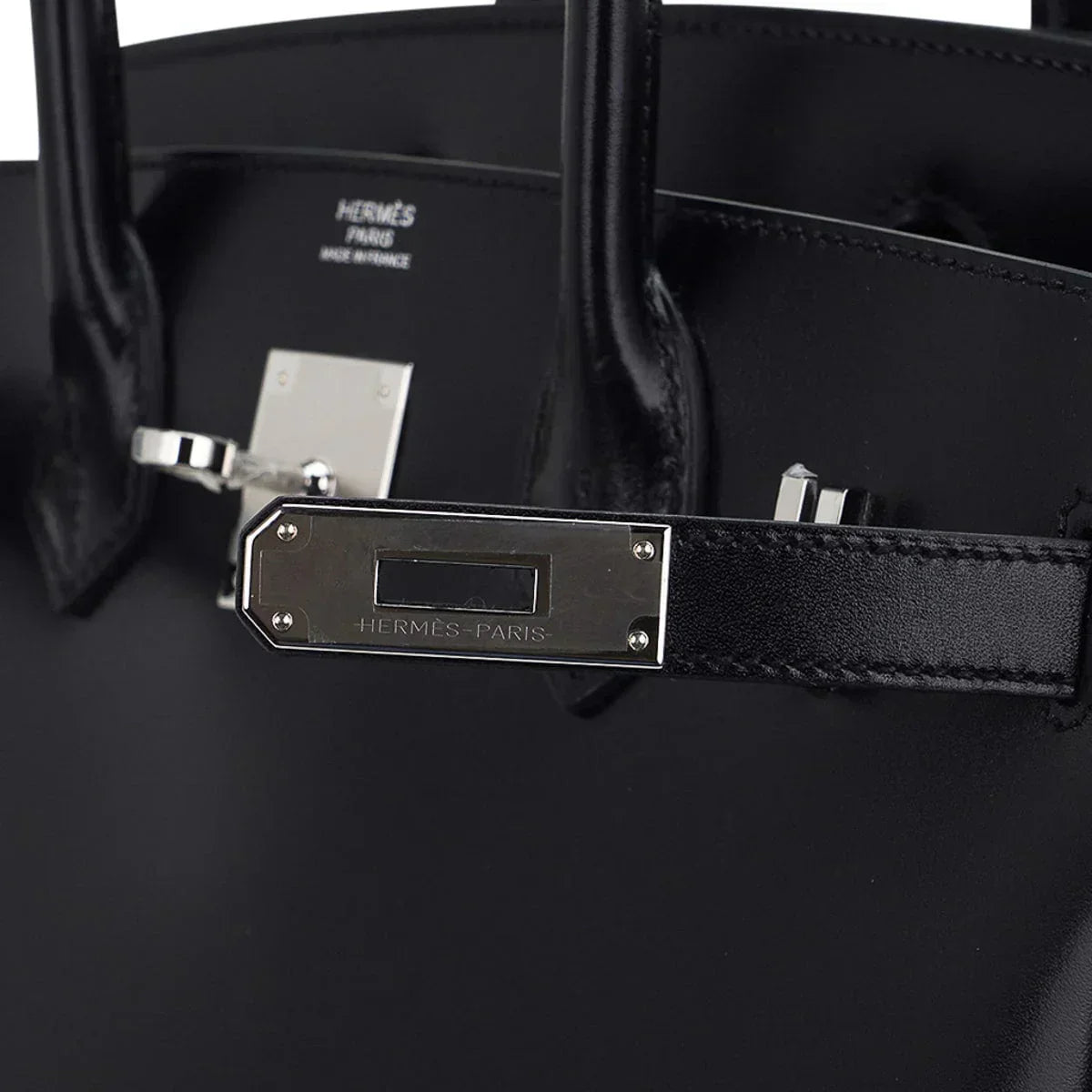 Birkin 30 Black Box Leather Bag Palladium Hardware