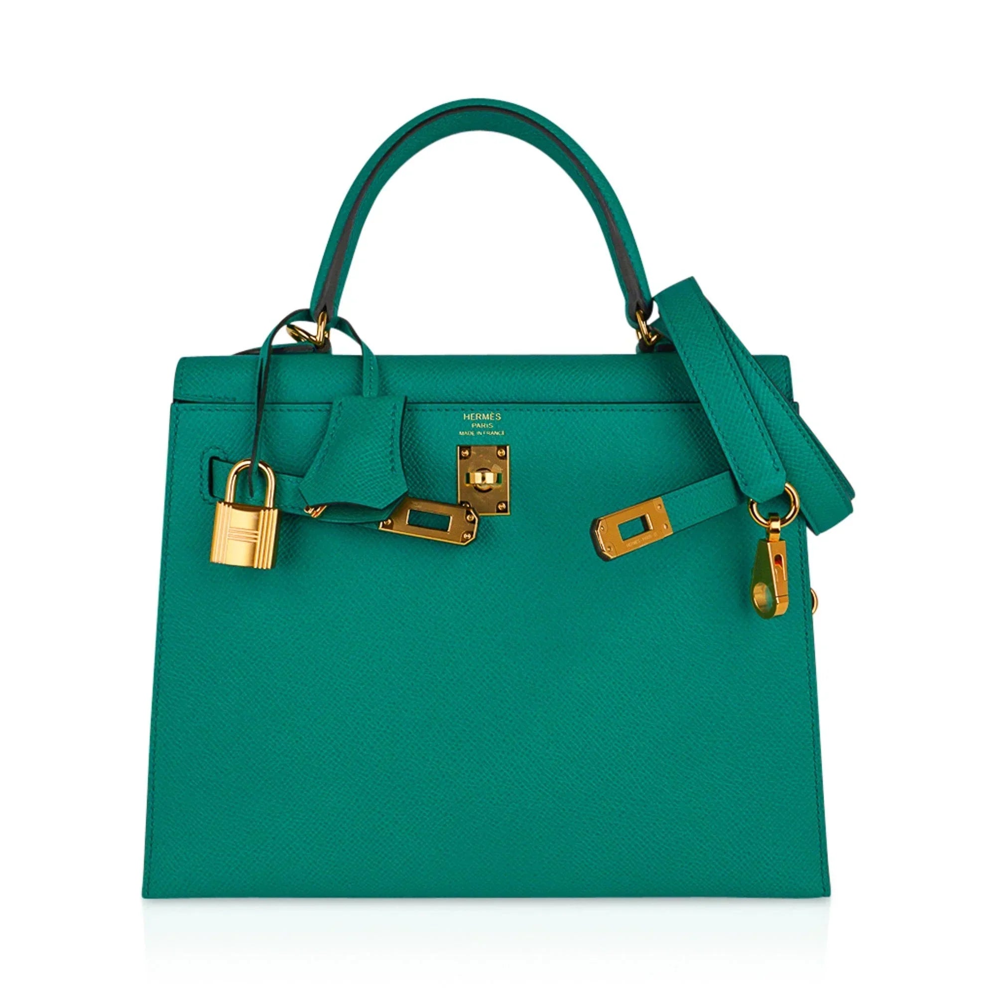 Kelly 25 Sellier Bag Jade Epsom Leather with Gold Hardware