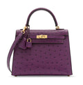 Kelly II Mini Purple-Red Ostrich Leather with Gold Hardware