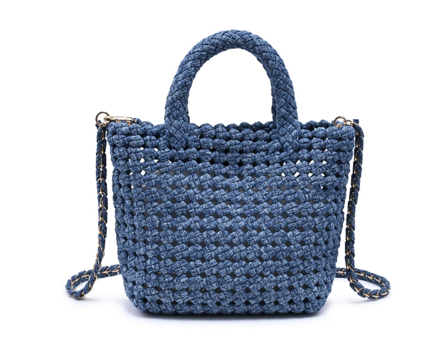 Woven Denim Crossbody Bag