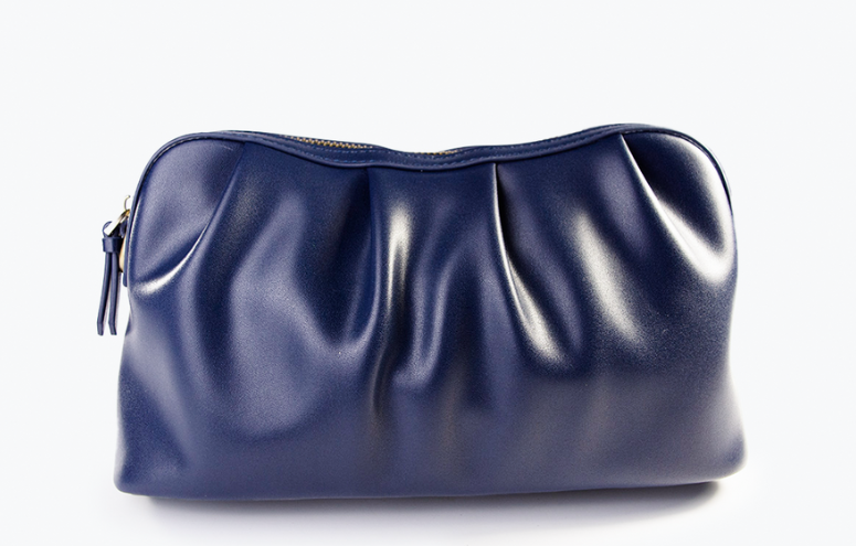 Navy Ruched Loop Clutch/Case - Vegan Leather