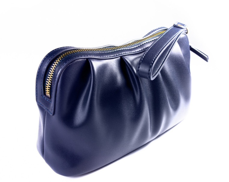 Navy Ruched Loop Clutch/Case - Vegan Leather