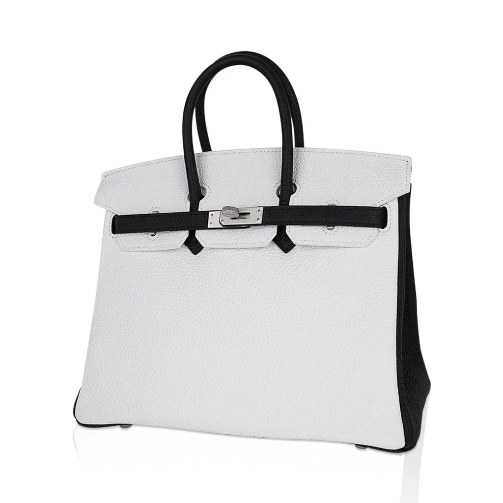 Birkin HSS 25 Bag White w/ Black Brushed Palladium Hardware