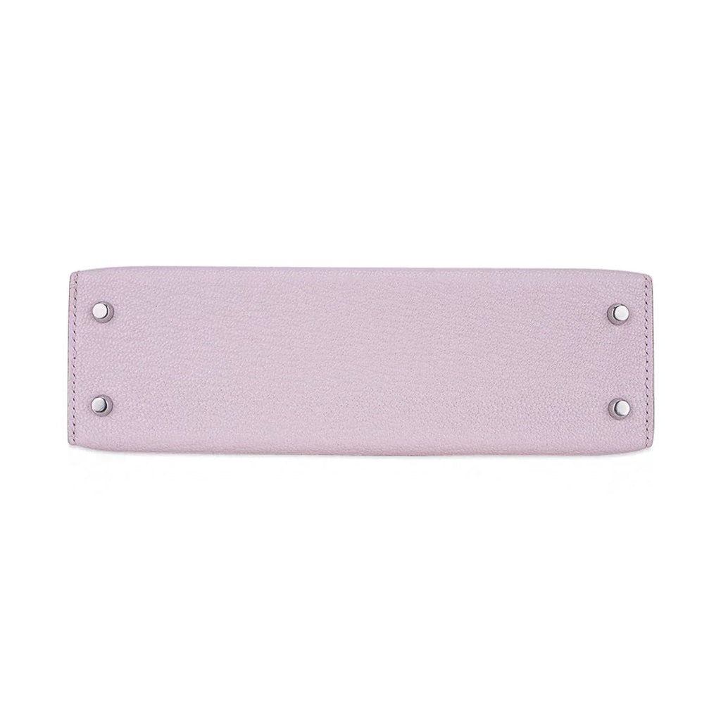 Mini Kelly 20 Bag Sellier Mauve Pale Chevre Leather with Palladium Hardware