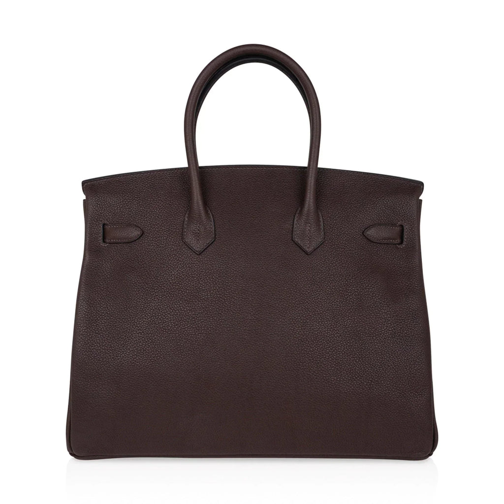 Birkin 35 Bag Ebene Barenia Faubourg Leather with Palladium Hardware
