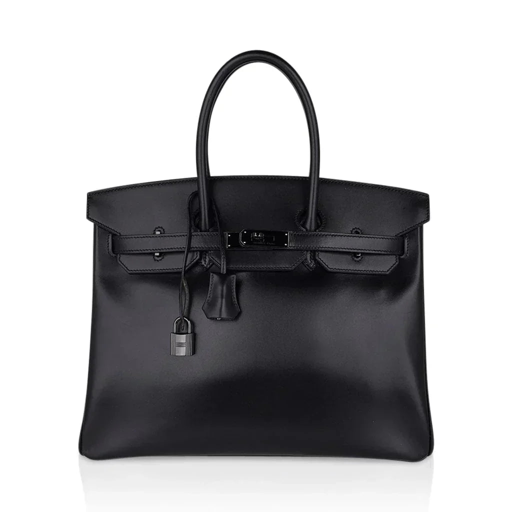 Birkin 35 Bag So Black Box Leather Limited Edition Very Rare