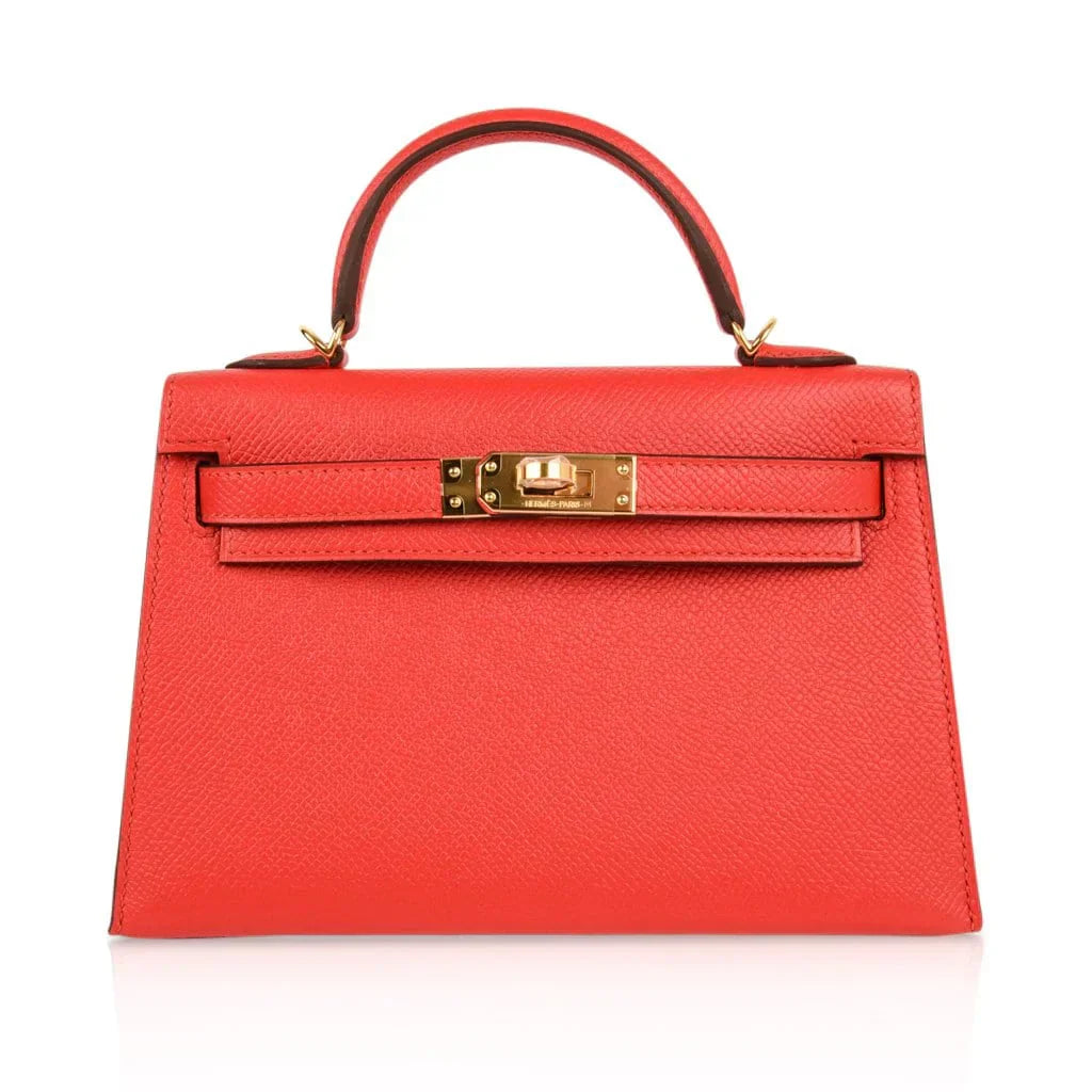 Kelly 20 Mini Sellier Bag Rouge Tomate Epsom Gold Hardware