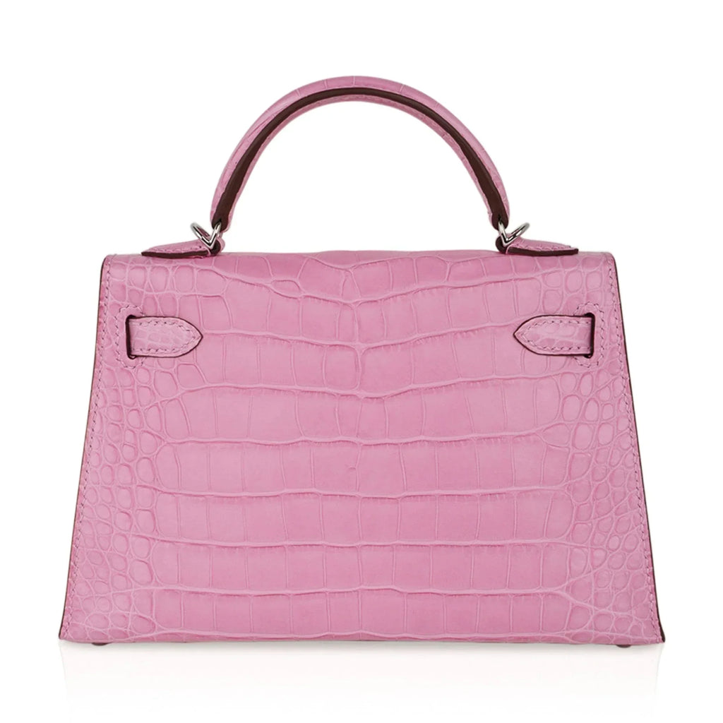 Kelly 20 Mini Sellier Bag 5P Pink Matte Alligator Palladium Limited Edition