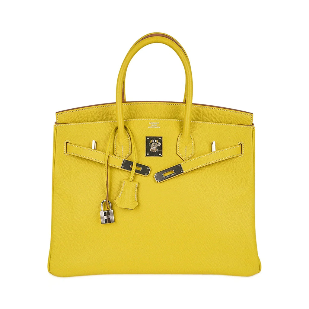 Birkin 35 Lime Candy Limited Edition Bag Epsom Palladium