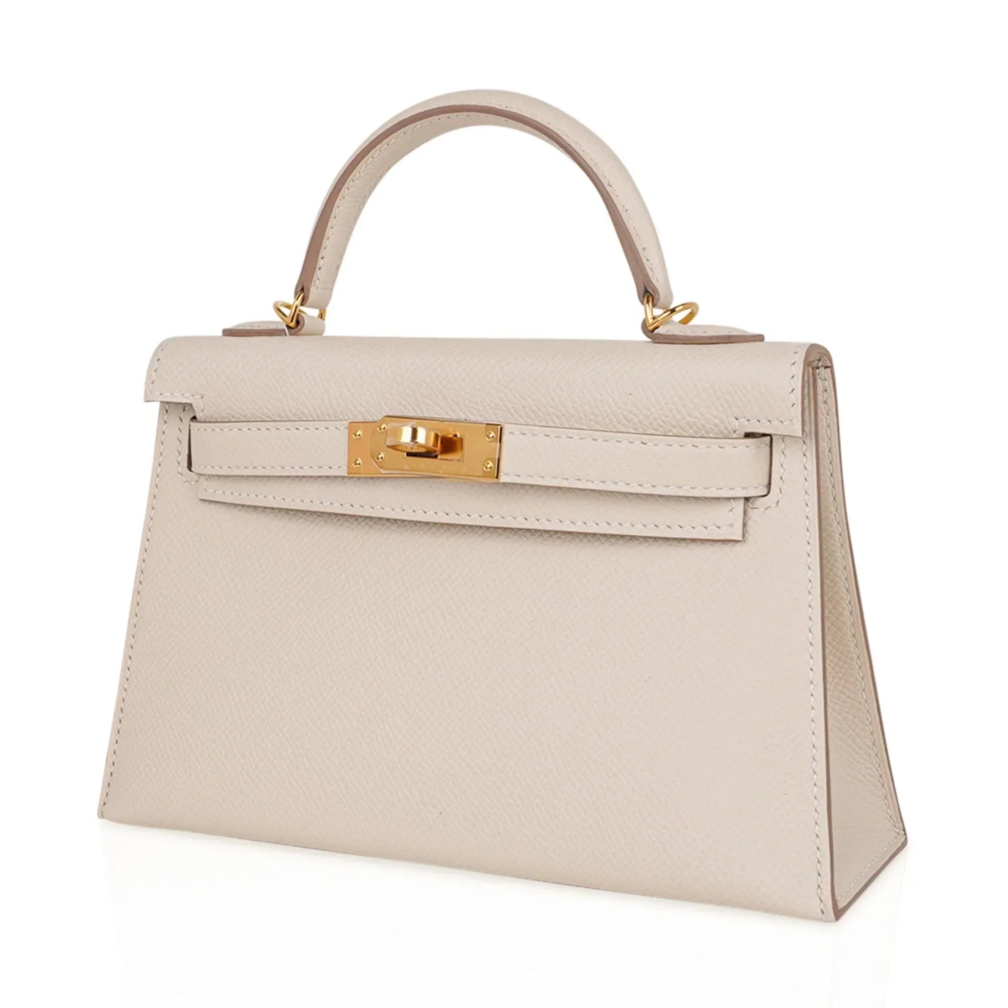 Kelly 20 Mini Sellier Bag Craie Epsom Leather with Gold Hardware