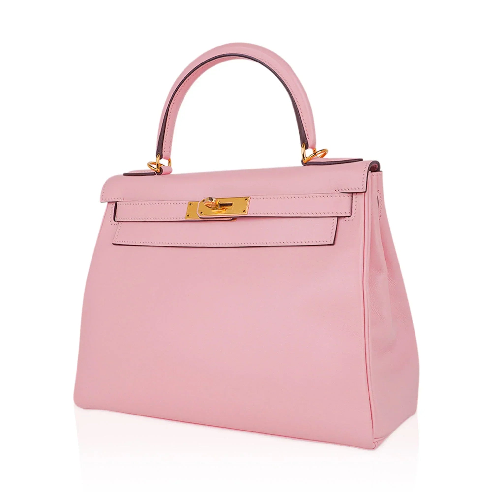 Kelly 28 Bag Rose Sakura Gold Hardware Swift Leather